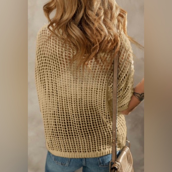 Floral Crochet Women Sweater - Tan - Picture 2 of 2